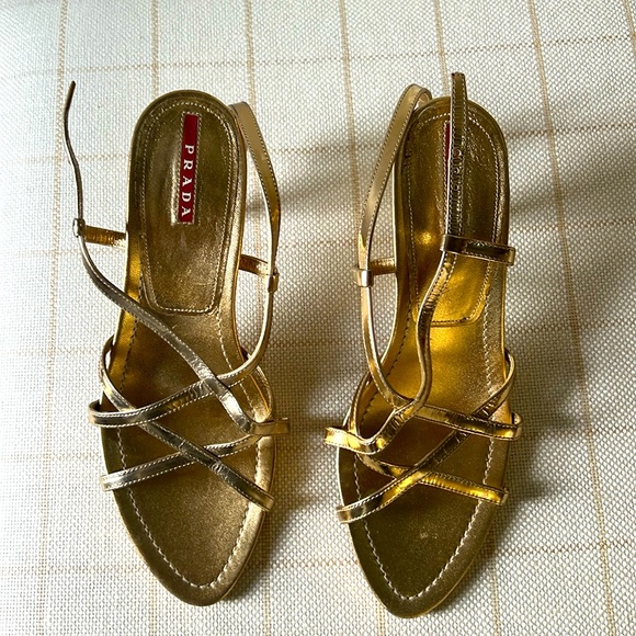 New gold Prada sandals - Picture 1 of 4
